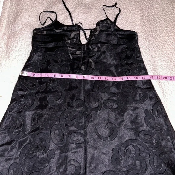 The Disney Catalog Black Spaghetti Straps Patterned Slip Dress Size M - Picture 5 of 6